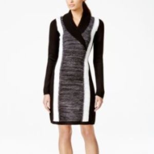 NEW Calvin Klein Collared Long Sleeve Dress Black